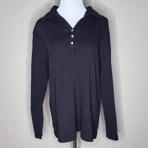 Soon To Be womens maternity long sleeve collared black blouse size 14/16.